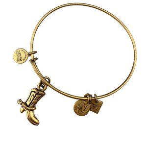 Alex And Ani Western Cowboy Boot Charm Expandable Bracelet Gold Finish‎